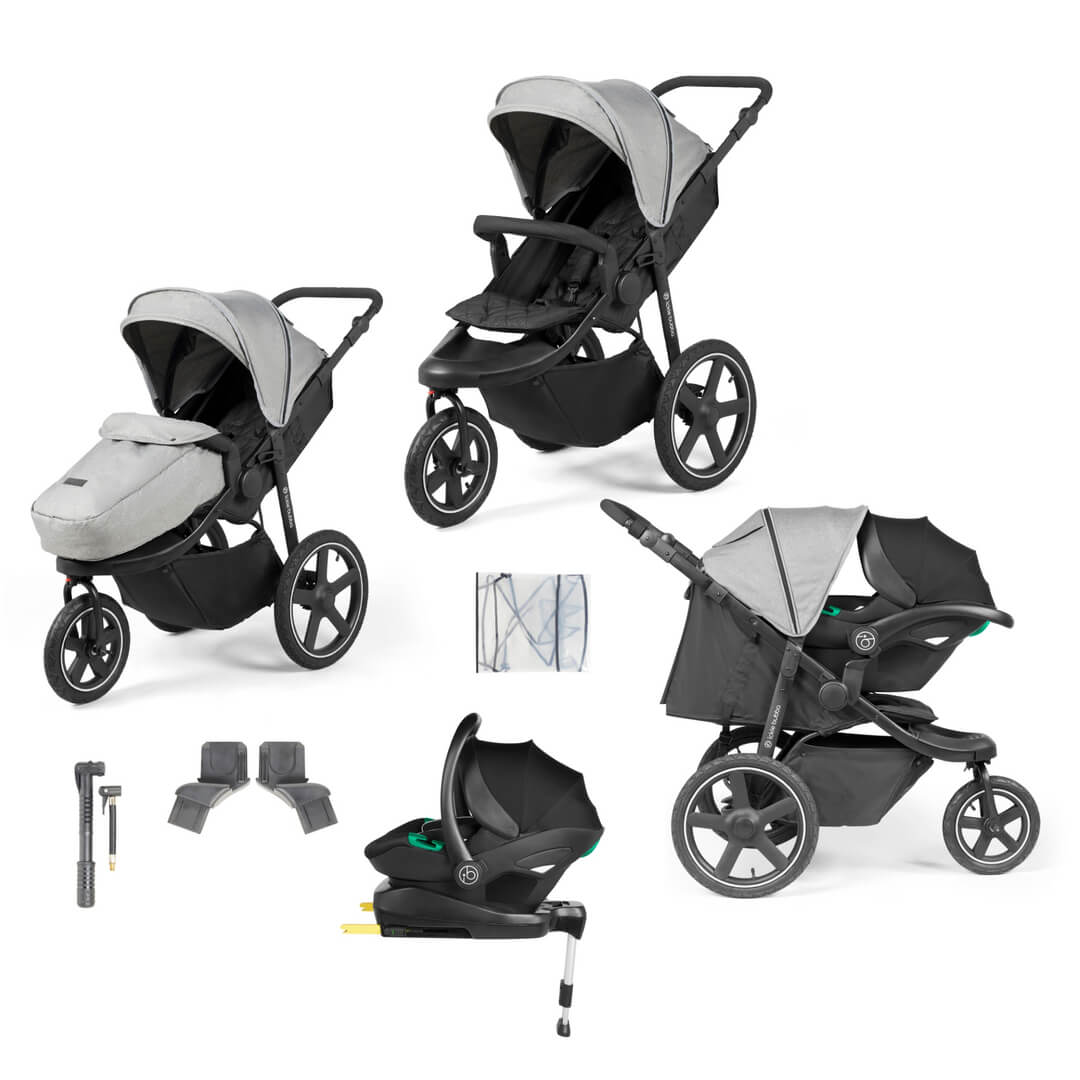 Ickle Bubba Venus Max Jogger Travel System with Stratus i-Size car seat and ISOFIX base in Space Grey colour
