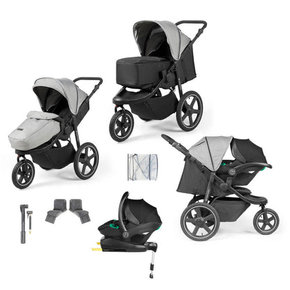 Ickle Bubba Venus Prime Jogger Travel System with Stratus i-Size car seat and ISOFIX base in Space Grey colour