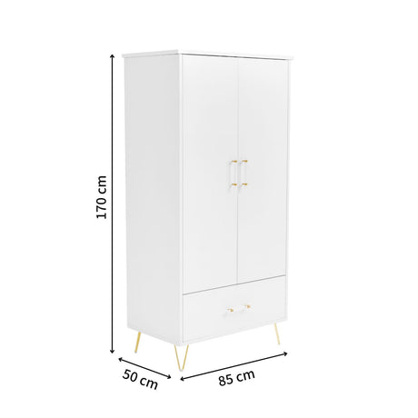 Babymore Kimi Acrylic Nursery Wardrobe with dimensions