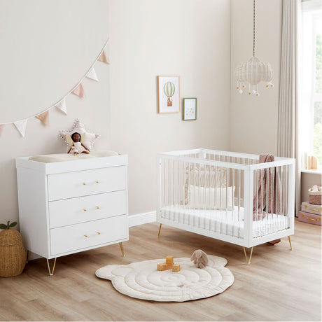 Angled shot of Babymore Kimi Acrylic 2-Piece Room Set placed in a nursery