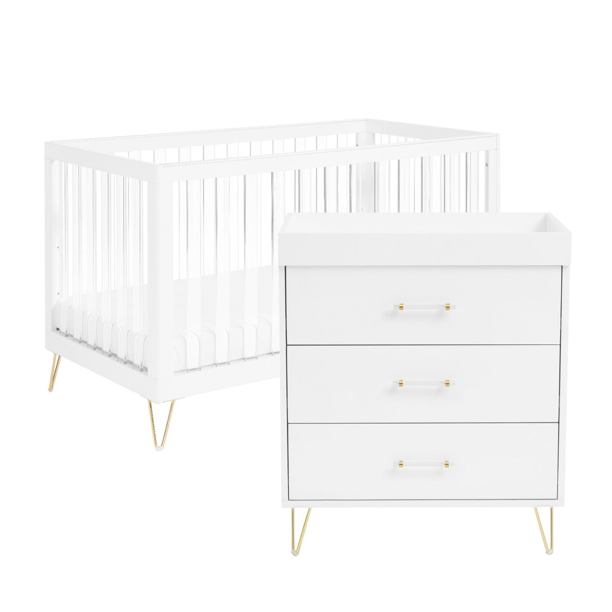 Babymore Kimi XL Acrylic 2-Piece Nursery Room Set against a white background