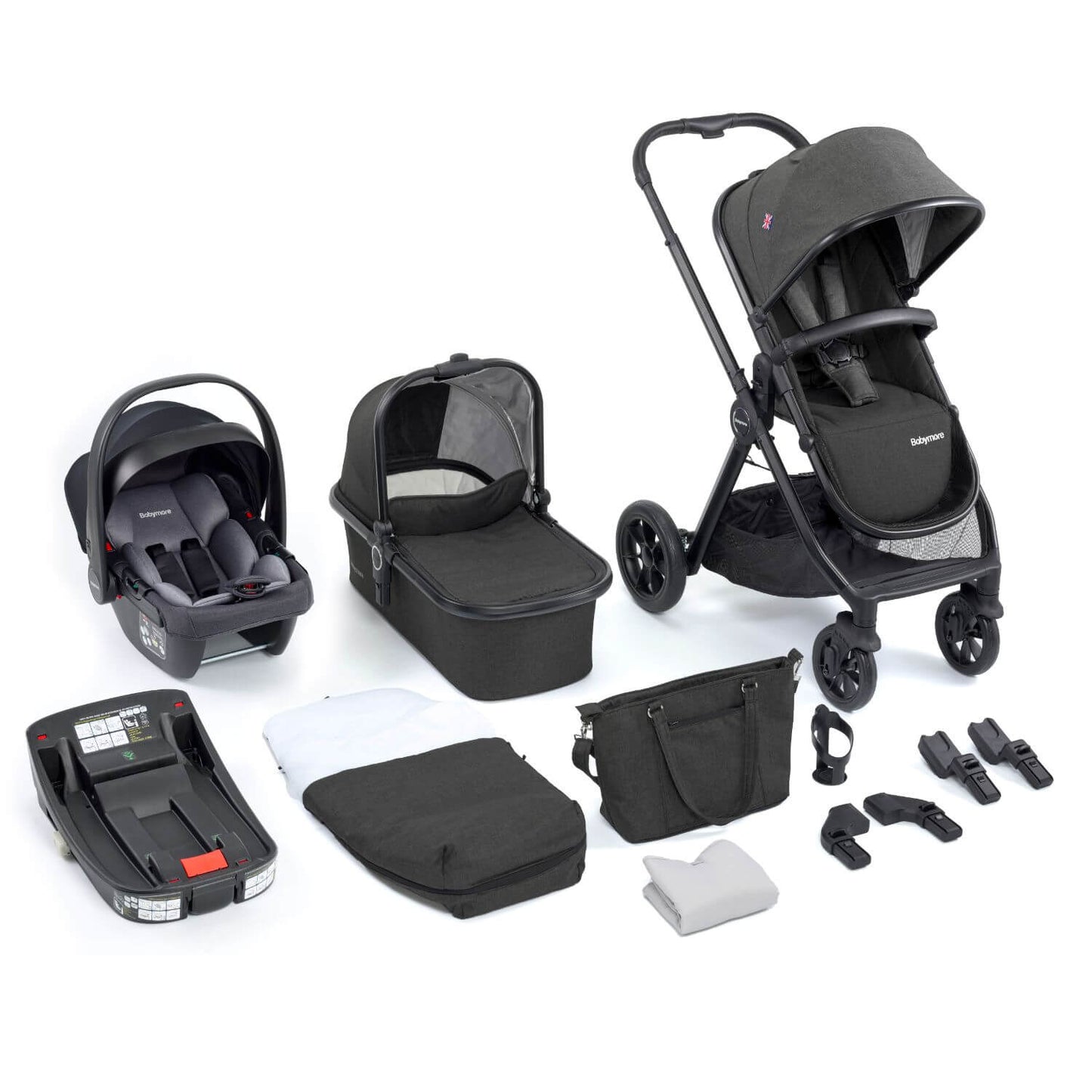 Babymore MeMore V2 Travel System + Coco iSize Car Seat + ISOFIX Base