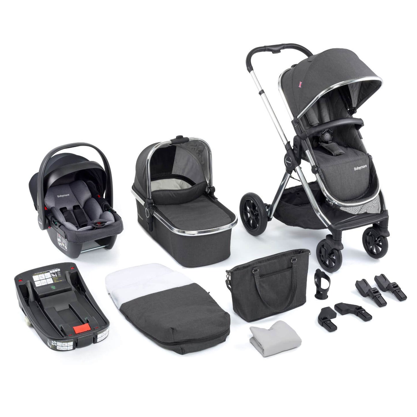 Babymore MeMore V2 Travel System + Coco iSize Car Seat + ISOFIX Base