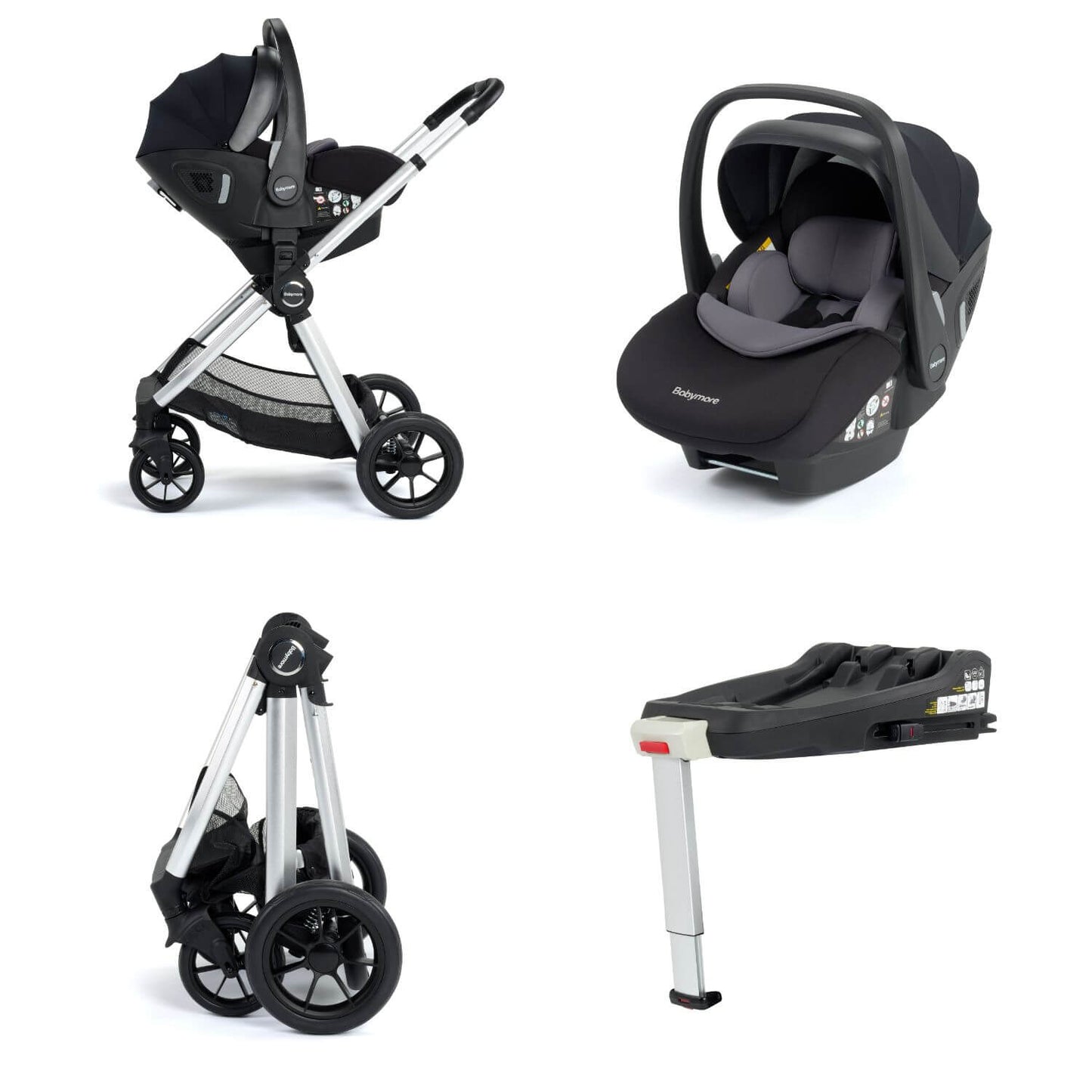 Babymore MeMore V2 Travel System + Pecan iSize Car Seat + ISOFIX Base