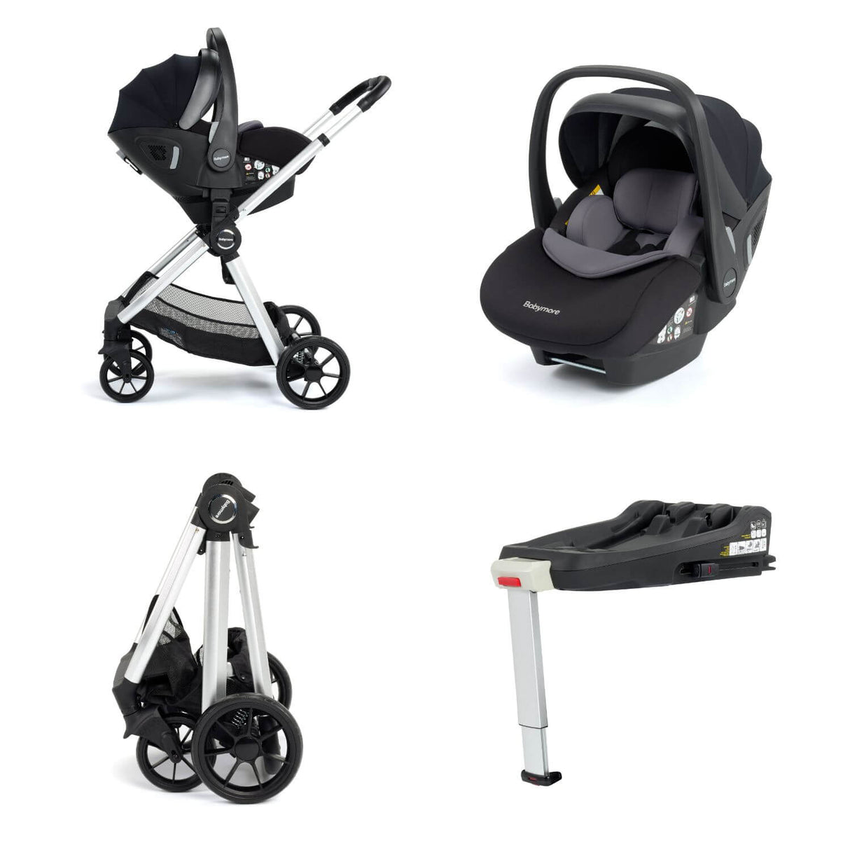 Babymore Mimi Travel System + Pecan Car Seat + ISOFIX Base