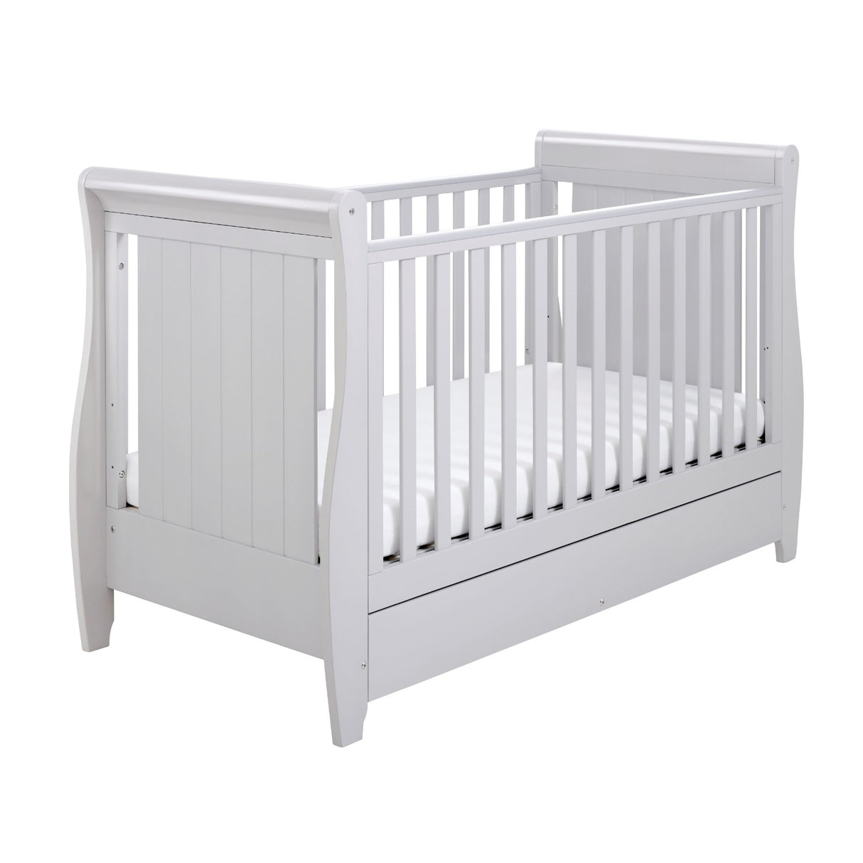 Babymore Solid Pine Stella Sleigh Cot Bed For 0-5yrs