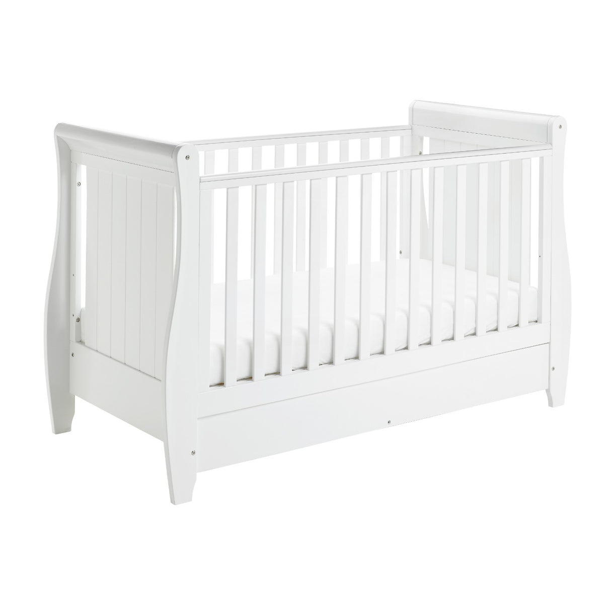 Babymore Solid Pine Stella Sleigh Cot Bed For 0-5yrs