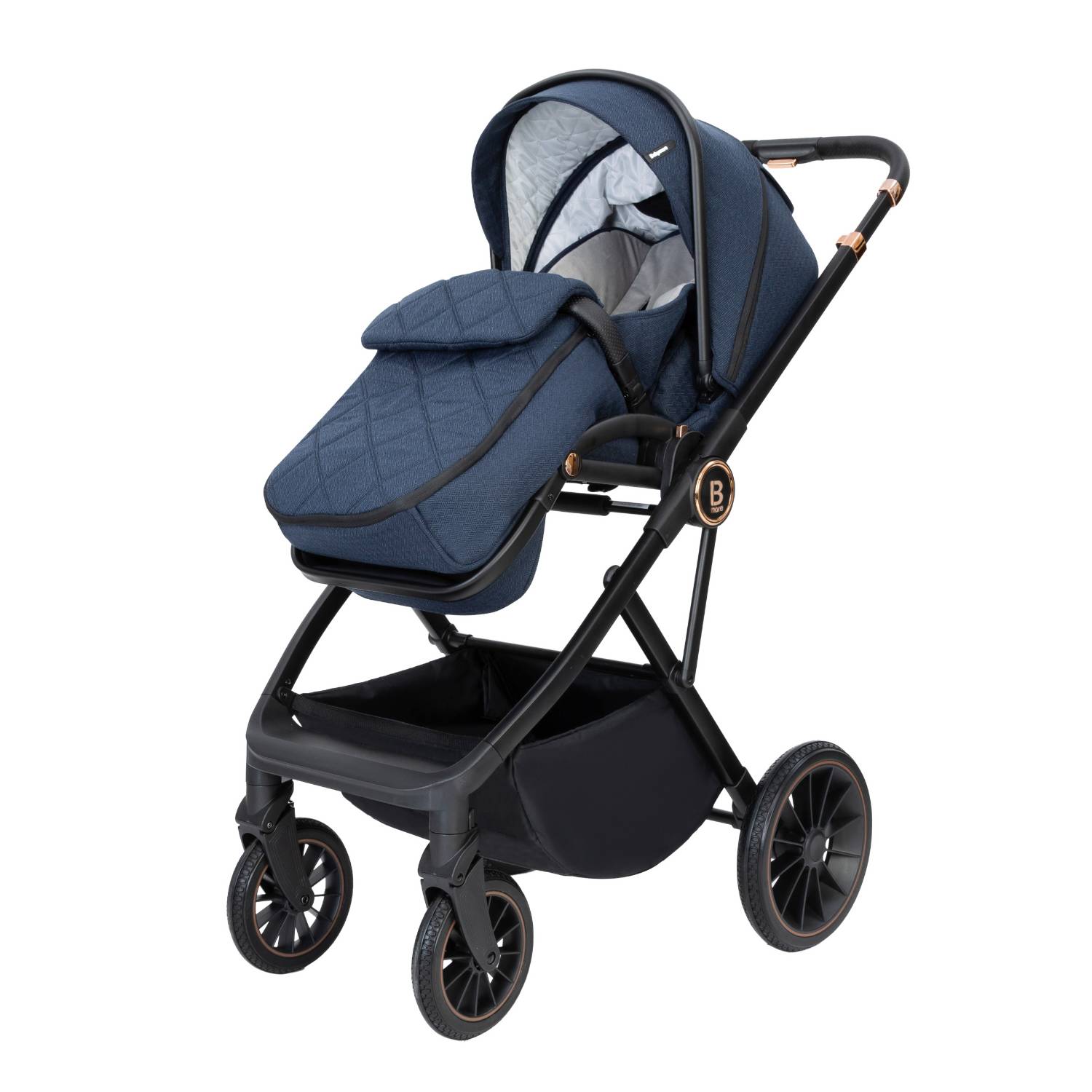 Babymore Chia with Seat Unit and footmuff attached in Midnight Blue colour