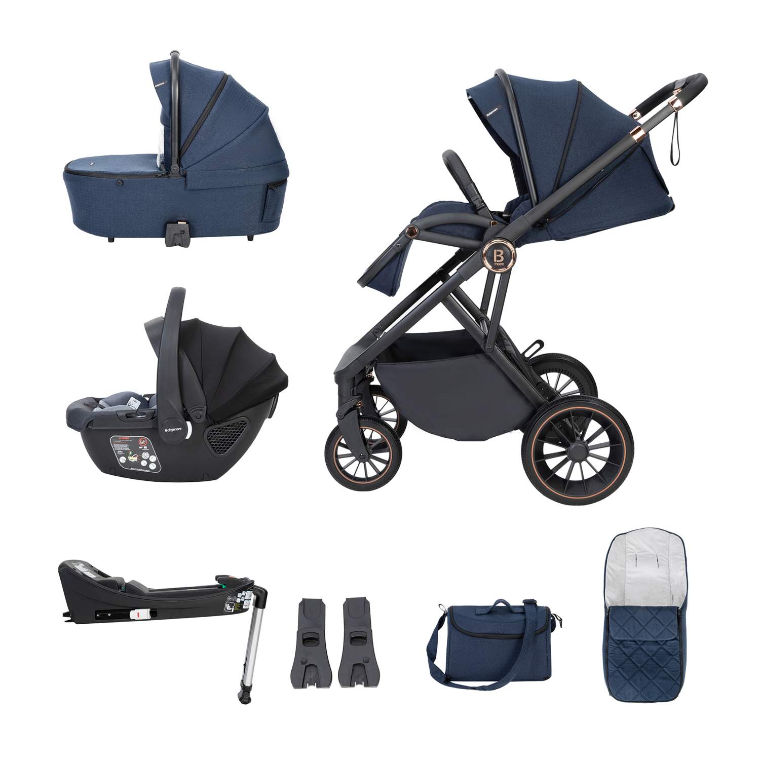 Babymore Chia 3-in-1 Travel System with Coco Car Seat and ISOFIX Base