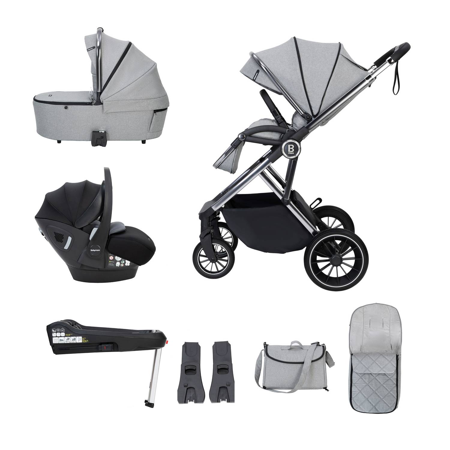 Accessories and other inclusions in Babymore Chia 3-in-1 Travel System with Pecan car seat and ISOFIX Base