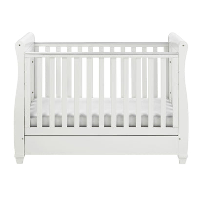 Babymore 2-in-1 Eva Sleigh Drop Side Cot Bed With Drawer Storage (0-4yrs)