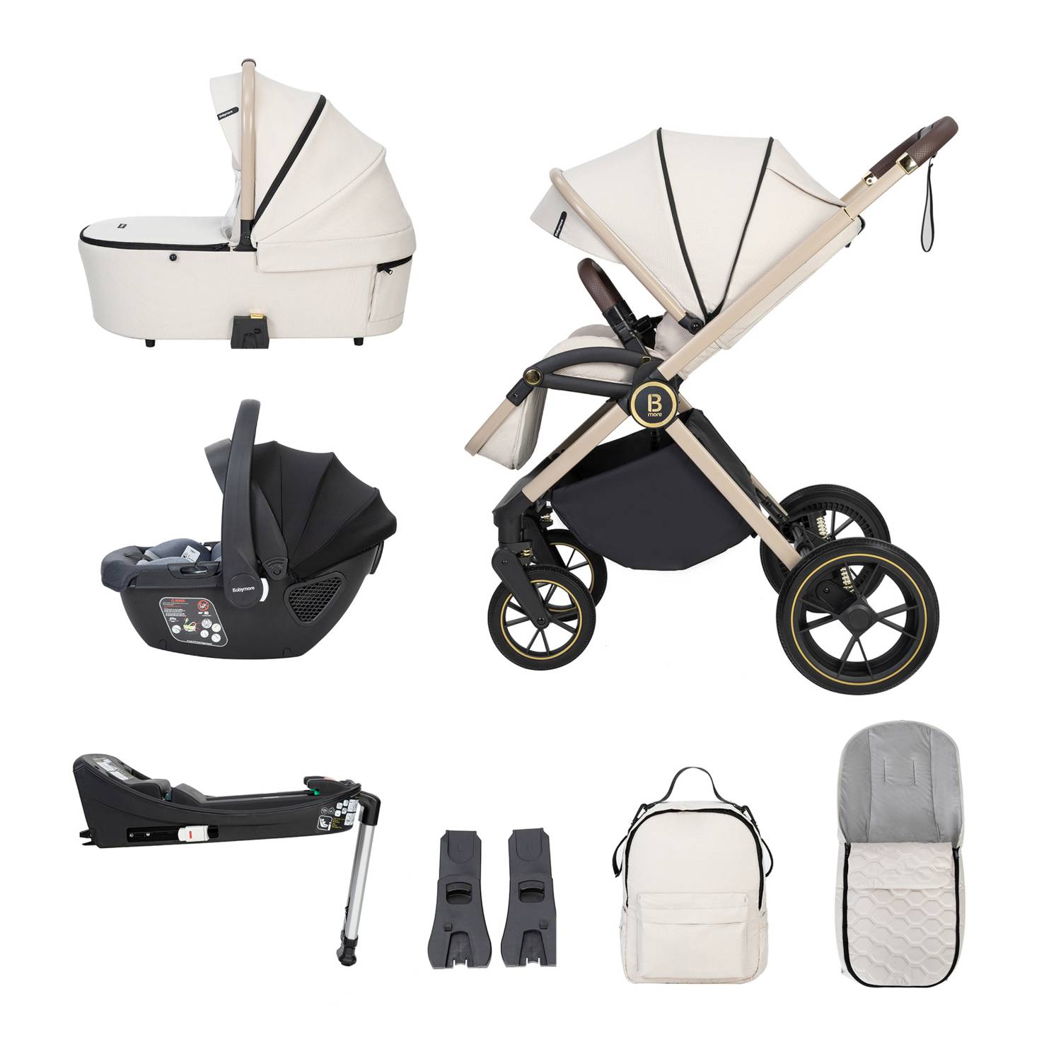 Babymore Kai 3-in-1 Travel System with Coco Car Seat and ISOFIX Base