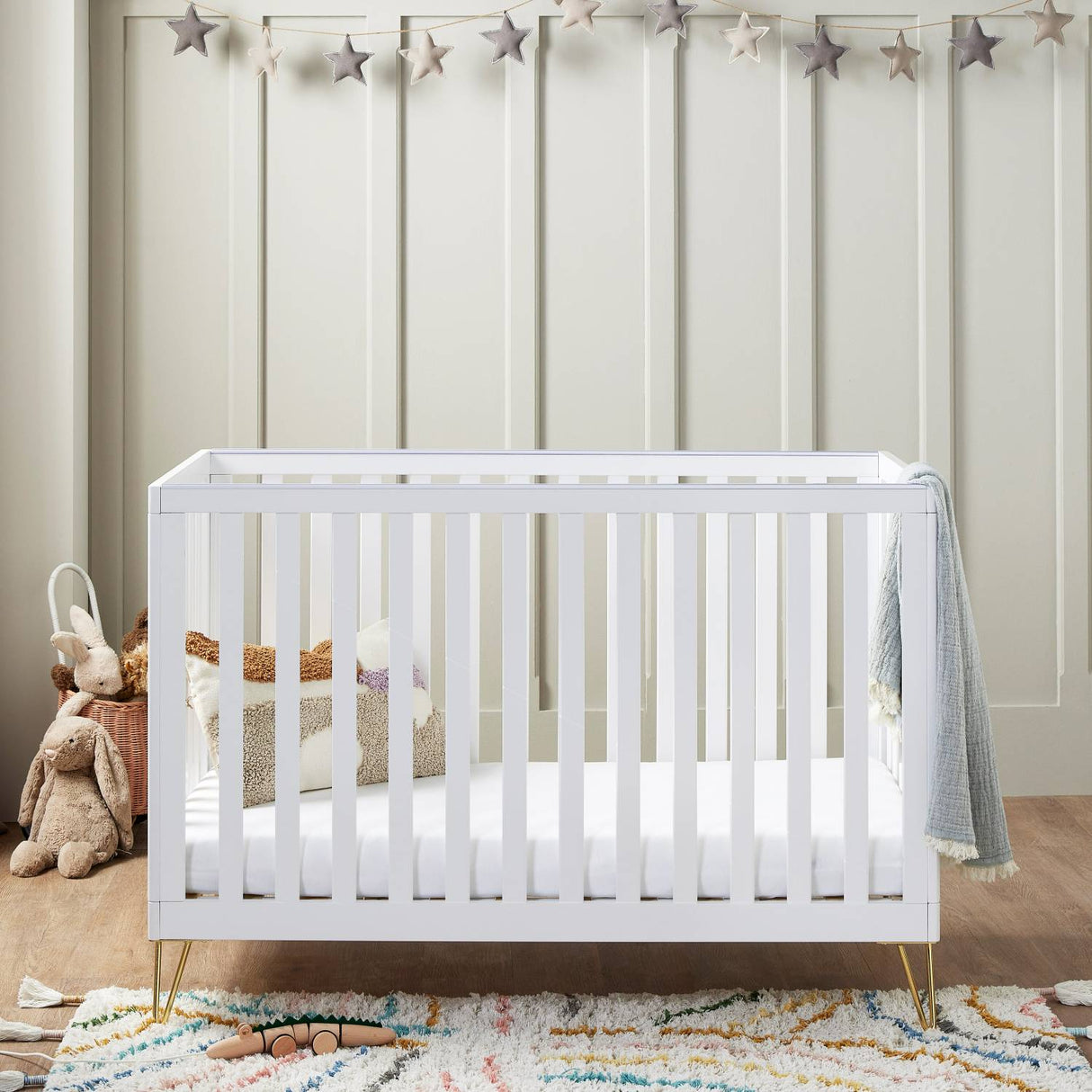 Babymore Kimi Cot Bed (0-4yrs) - Scandi-inspired Convertible Cot Bed