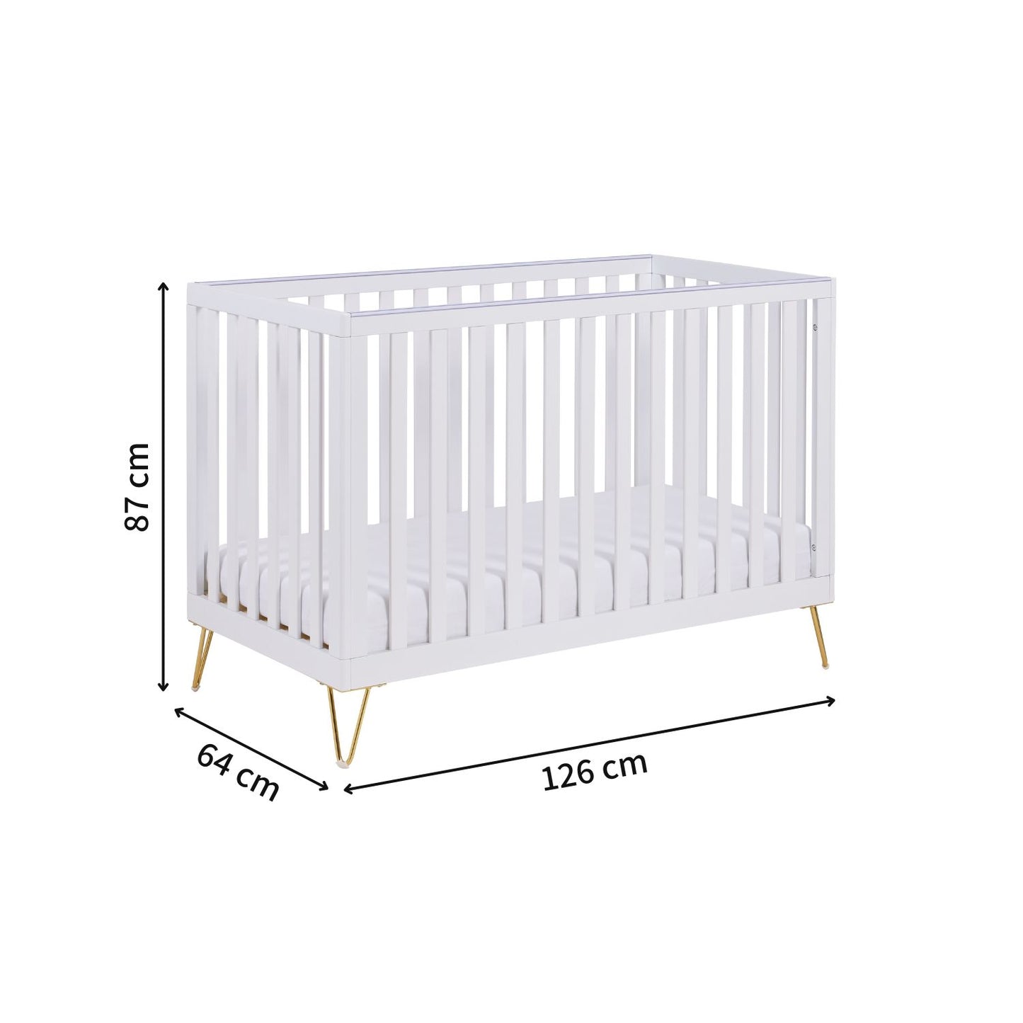 Babymore Kimi Cot Bed (0-4yrs) - Scandi-inspired Convertible Cot Bed