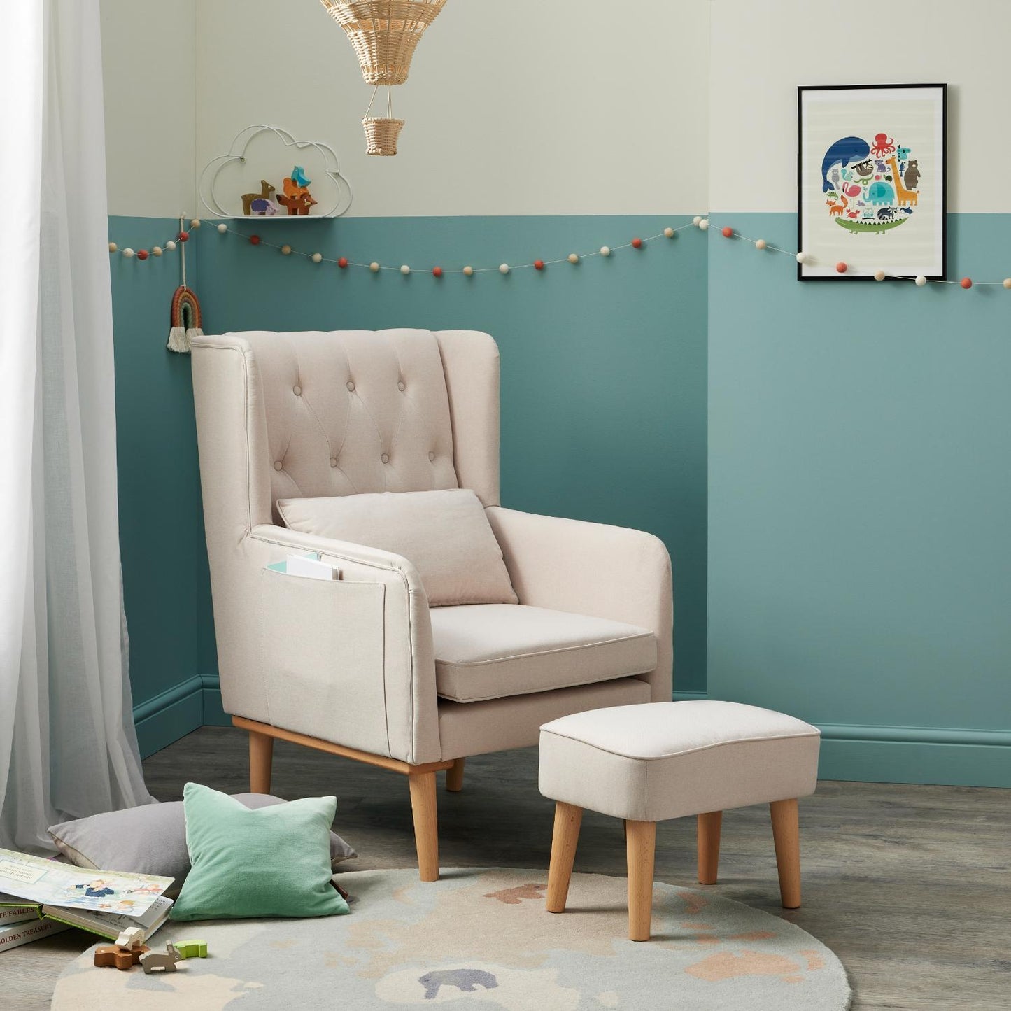 Babymore Lux Nursing Chair with Footstool - Gentle, Ergonomic, & Convertible