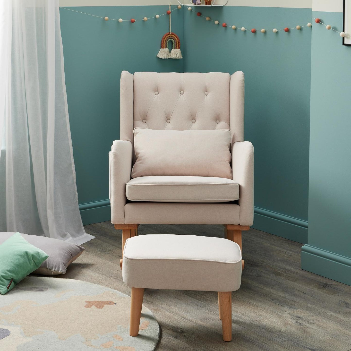 Babymore Lux Nursing Chair with Footstool - Gentle, Ergonomic, & Convertible