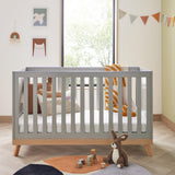 Babymore Mona Cot Bed - Adjustable Base - Teething Rail - 2-in-1 Conversion