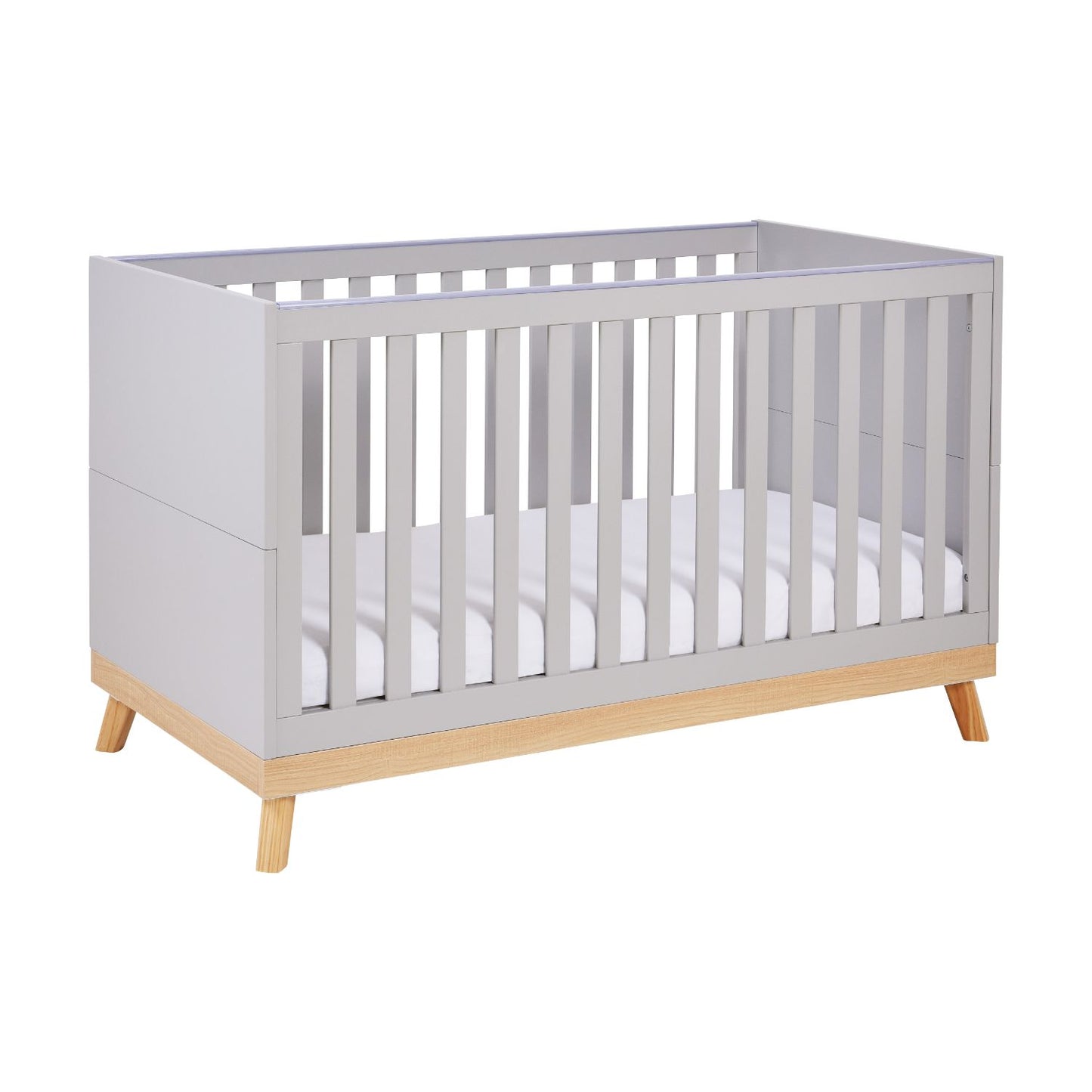 Babymore Mona Cot Bed - Adjustable Base - Teething Rail - 2-in-1 Conversion