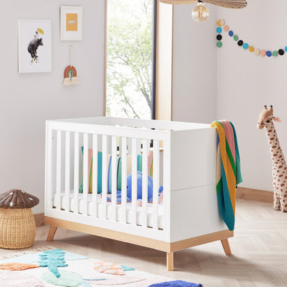 Babymore Mona Mini Cot Bed - Height Adjustable - Compact Size (0-4yrs)