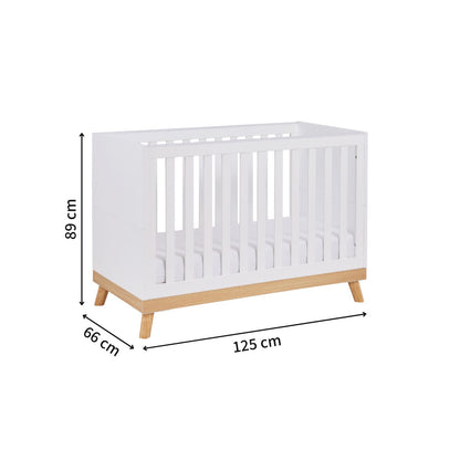 Babymore Mona Mini Cot Bed - Height Adjustable - Compact Size (0-4yrs)