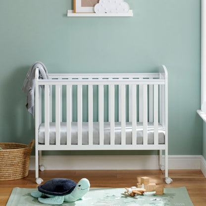 Babymore Space Saver Cot - Compact Size - Teething Rail (0-12months)