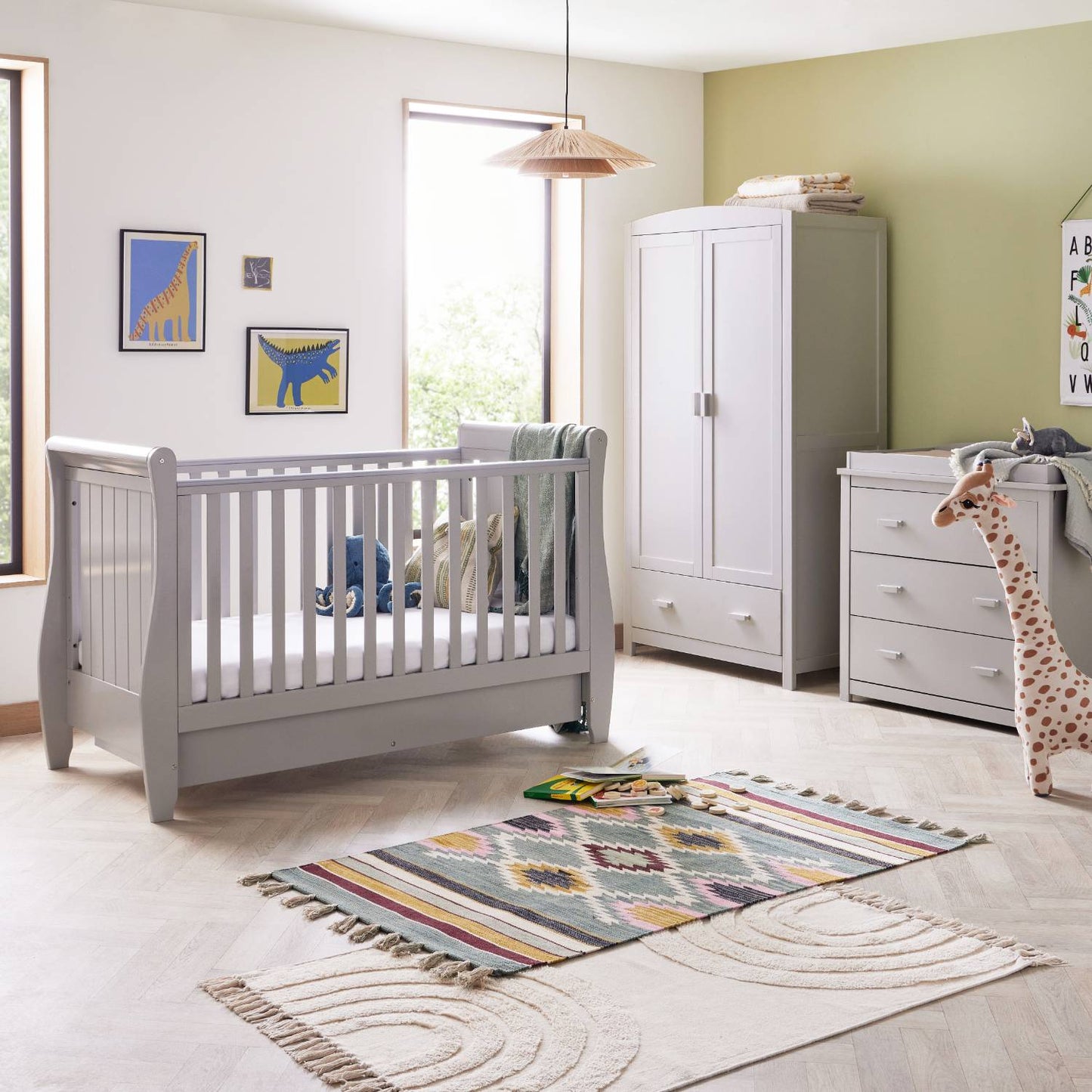 Babymore Stella Sleigh 3-Piece Nursery Room Set