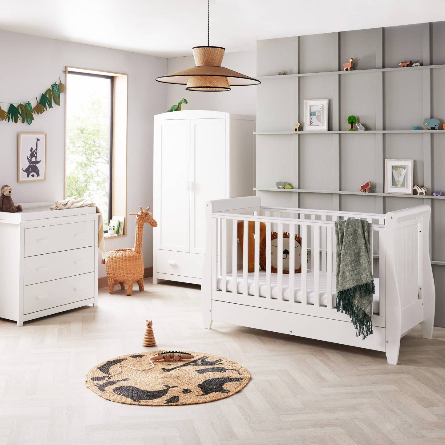Babymore Stella Sleigh 3-Piece Nursery Room Set