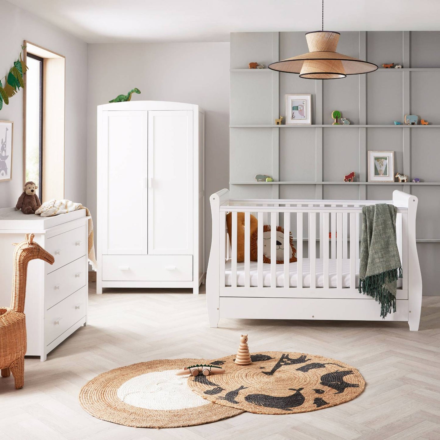 Babymore Stella Sleigh 3-Piece Nursery Room Set