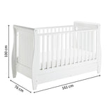 Babymore Solid Pine Stella Sleigh Cot Bed For 0-5yrs