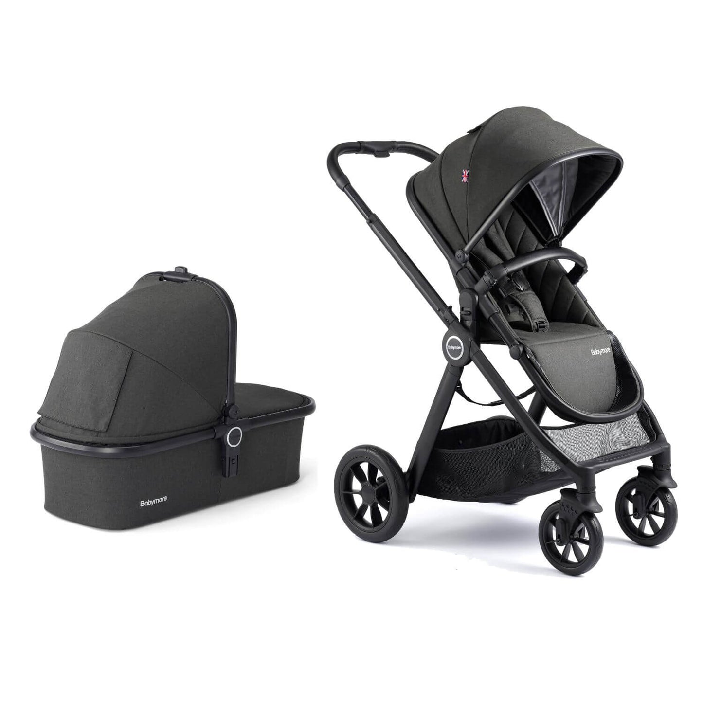 Babymore MeMore V2 Travel System + Pecan iSize Car Seat + ISOFIX Base