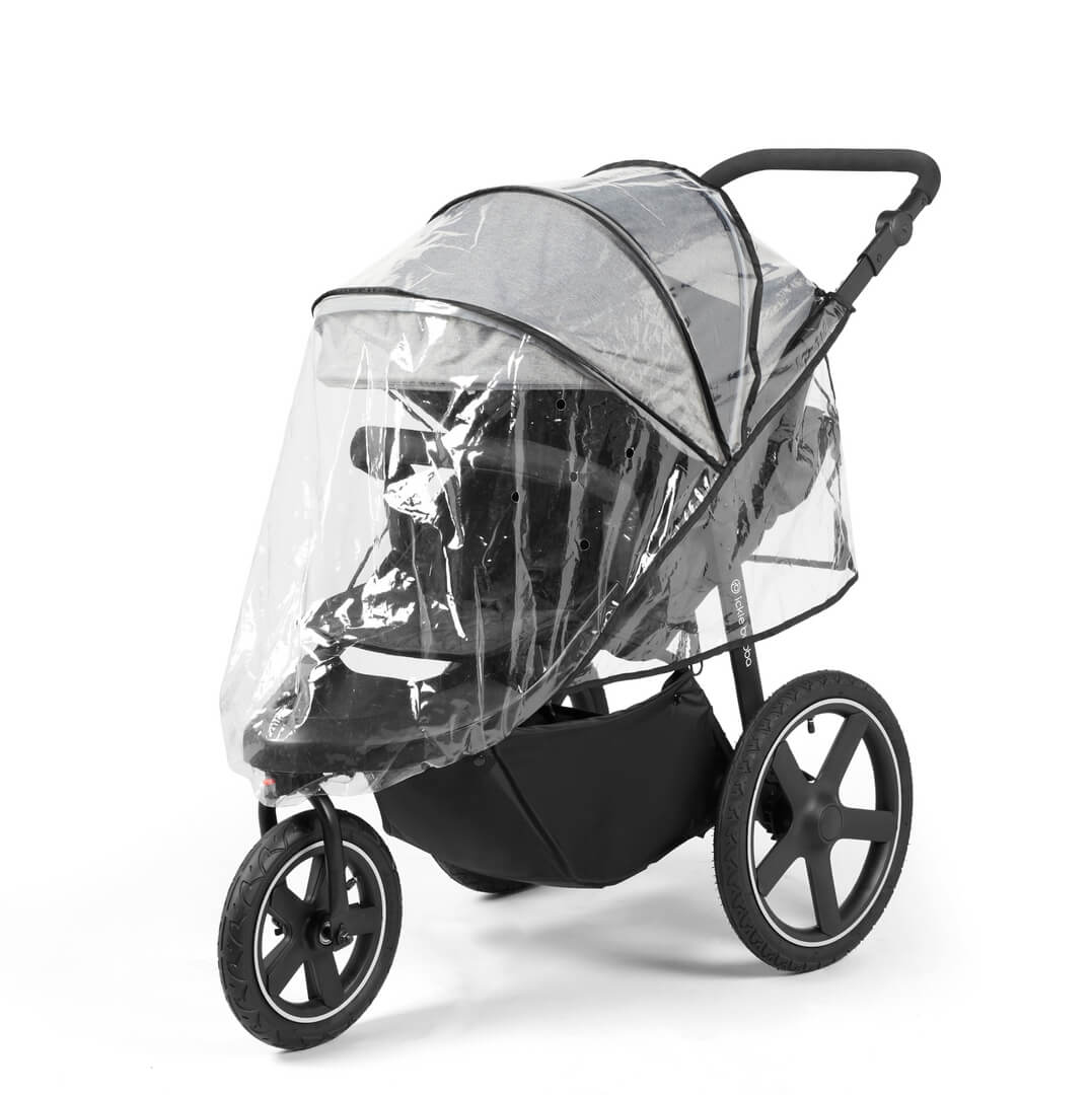 Ickle Bubba Venus Max Jogger Stroller in Space Grey colour with rain cover attached