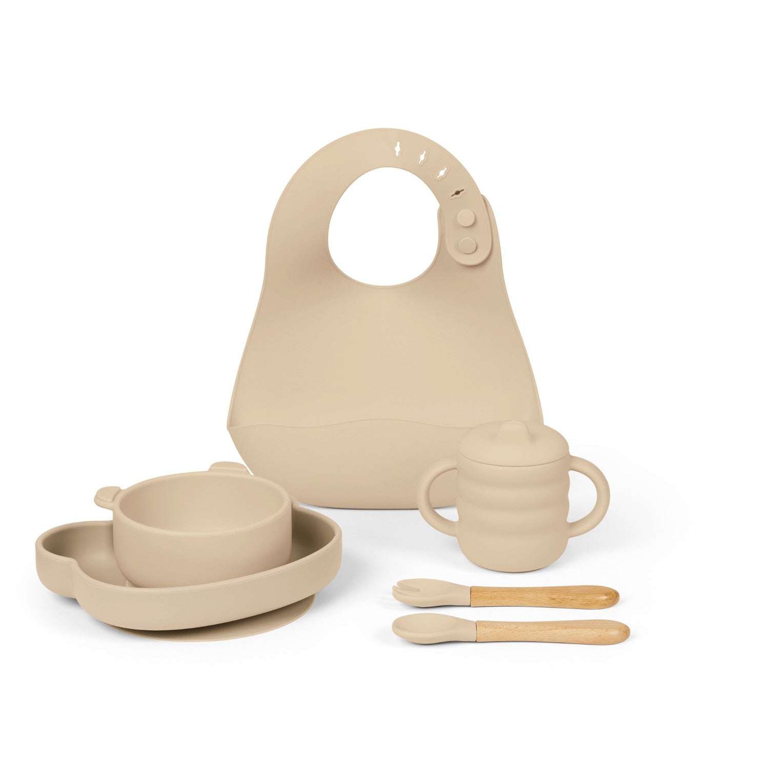 Ickle Bubba 6-Piece Silicone Baby Feeding Set in Beige colour