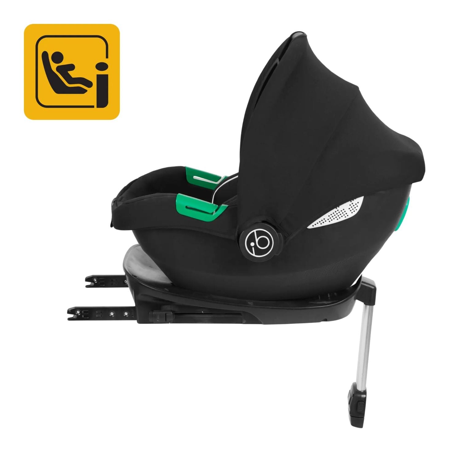 Side view of Ickle Bubba Cirrus i-Size Car Seat and ISOFIX Base set with i-Size logo