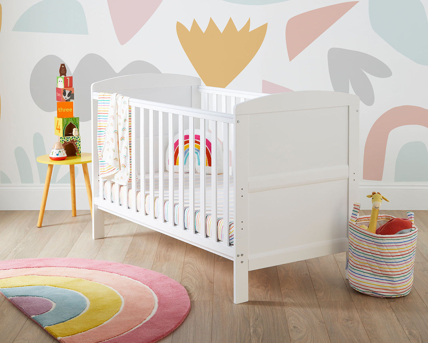 Ickle Bubba Coleby Classic Cot Bed in a colourful nursery room