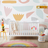 Nursery room with an Ickle Bubba Coleby Classic Cot Bed in white colour with All Seasons Premium Pocket Sprung Mattress