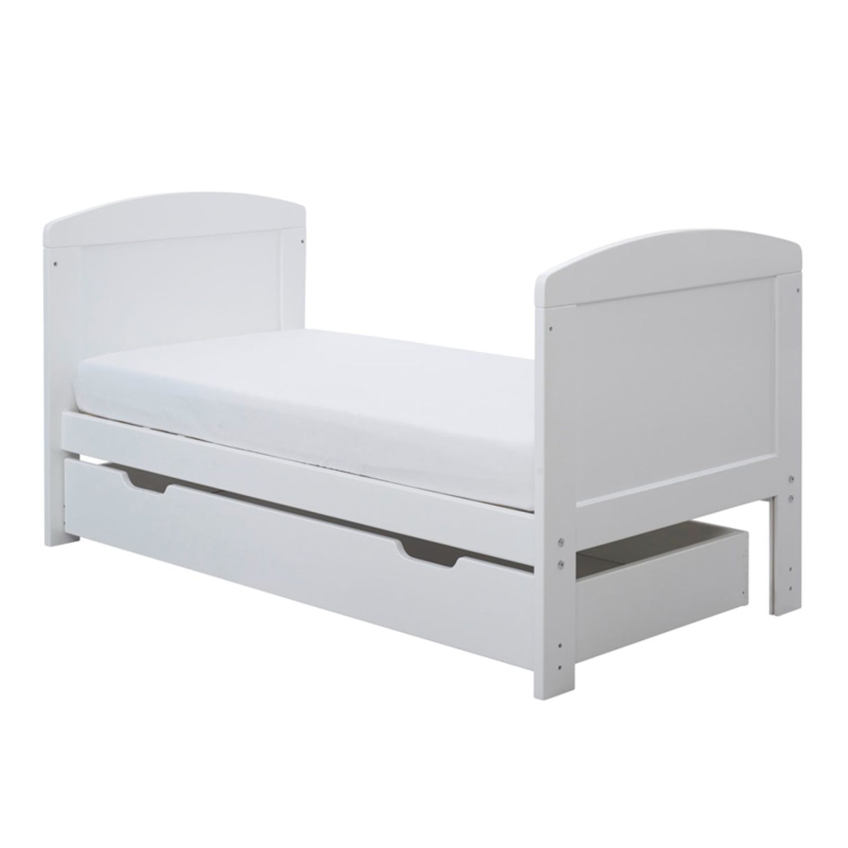 Ickle Bubba Coleby Mini 2-in-1 Cot Bed with Under Drawer converted into toddler bed with Fibre Cot Mattress