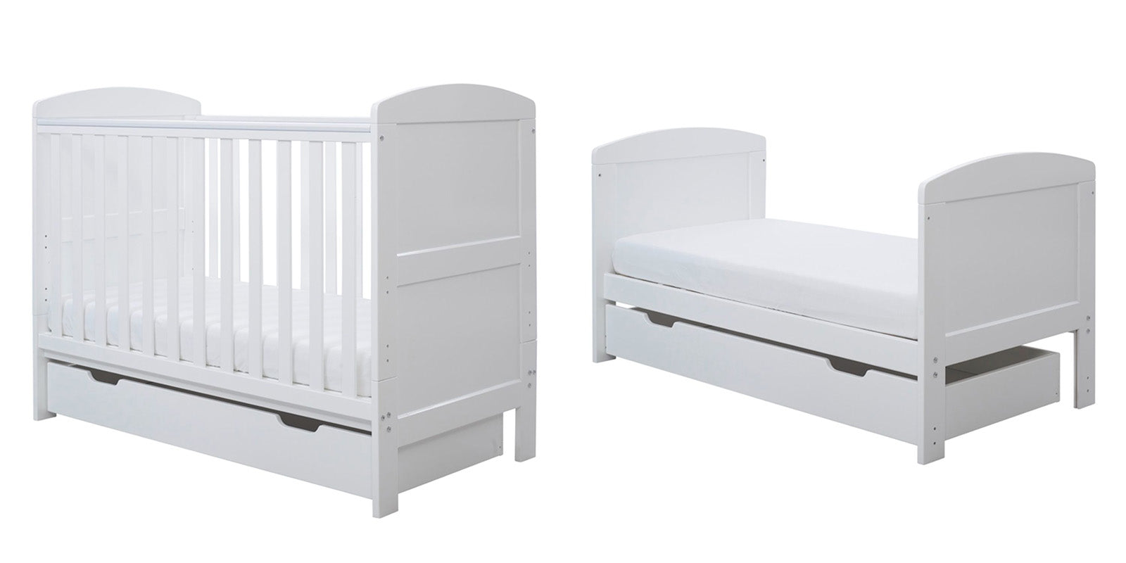 Ickle Bubba Coleby Mini Cot Bed in cot mode and toddler bed mode