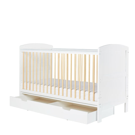 Ickle Bubba Coleby Scandi 2-in-1 Cot Bed with opened Under Drawer