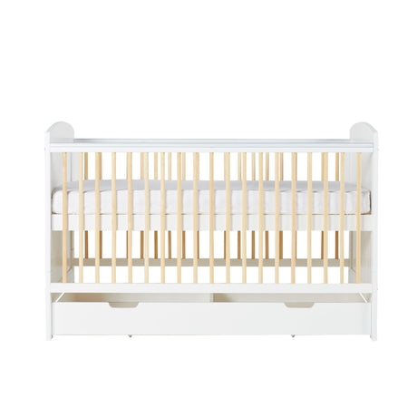 Highest mattress height position in Ickle Bubba Coleby Scandi 2-in-1 Cot Bed with Under Drawer