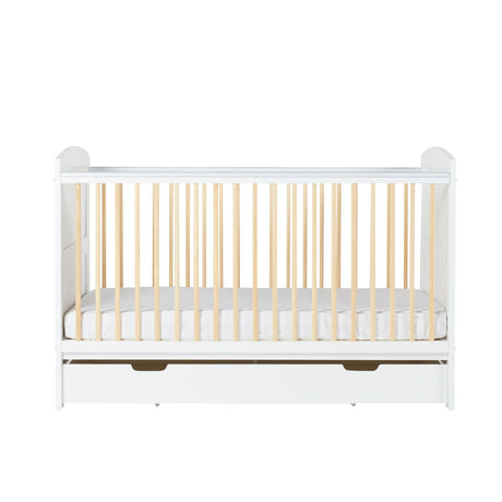 Lowest mattress height position in Ickle Bubba Coleby Scandi 2-in-1 Cot Bed with Under Drawer