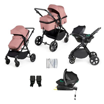 Ickle Bubba Comet All-in-1 Travel System with Stratus Car Seat & ISOFIX Base in Dusky Pink colour