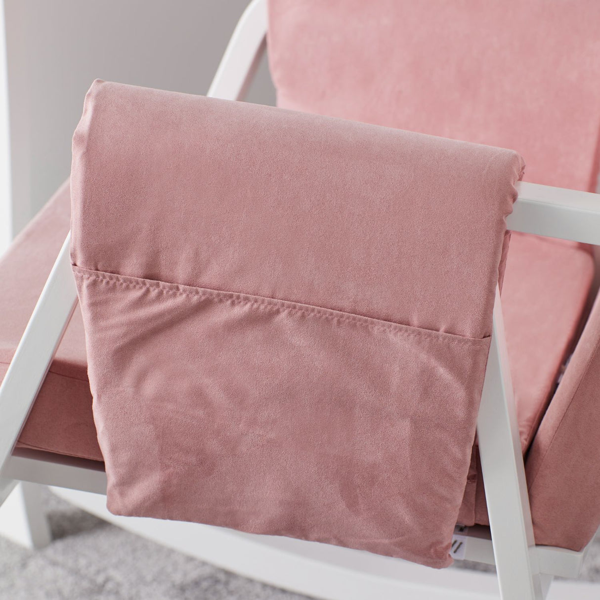 Side pocket in Ickle Bubba Dursley Rocking Chair and Stool Set in Blush Pink colour