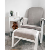 A room with Ickle Bubba Dursley Rocking Chair and Stool Set in Pearl Grey colour in the corner