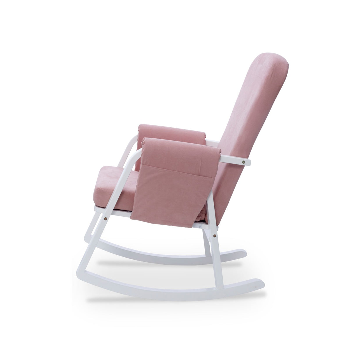 Side view of Dursley Rocking Chair in Blush Pink colour