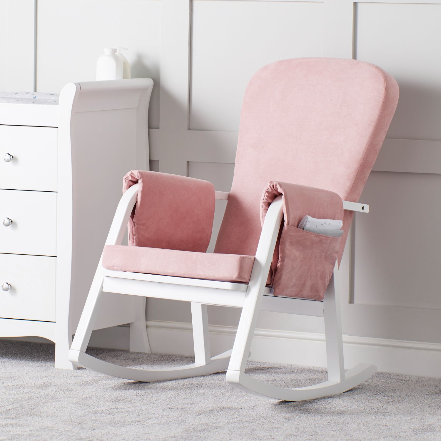 Ickle Bubba Dursley Rocking Chair in Blush Pink colour