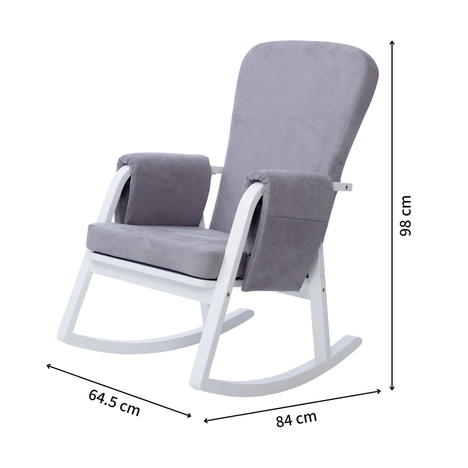 Ickle Bubba Dursley Rocking Chair and Stool Set in Pearl Grey colour with chair dimensions