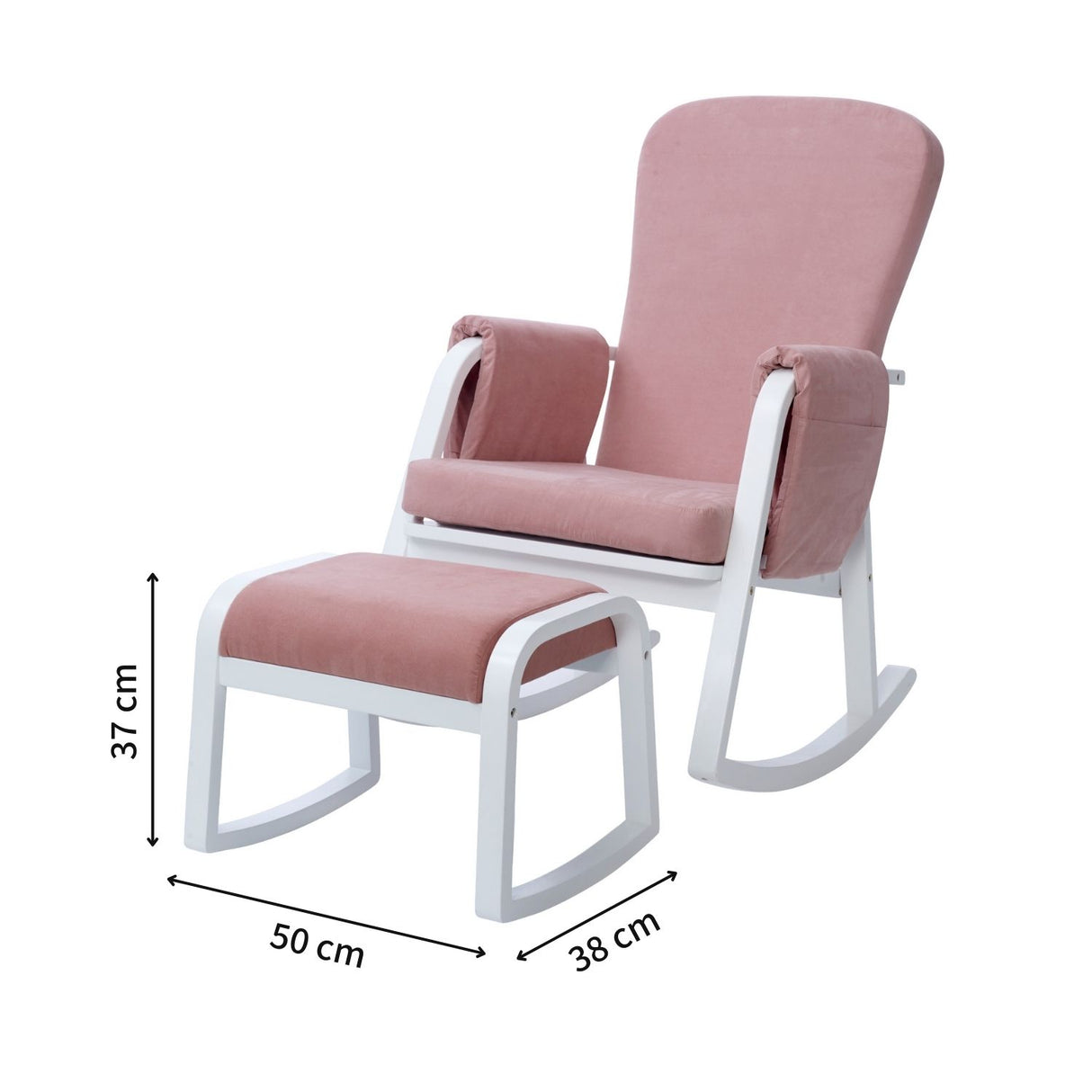 Dimensions of stool in Ickle Bubba Dursley Rocking Chair and Stool Set in Blush Pink colour