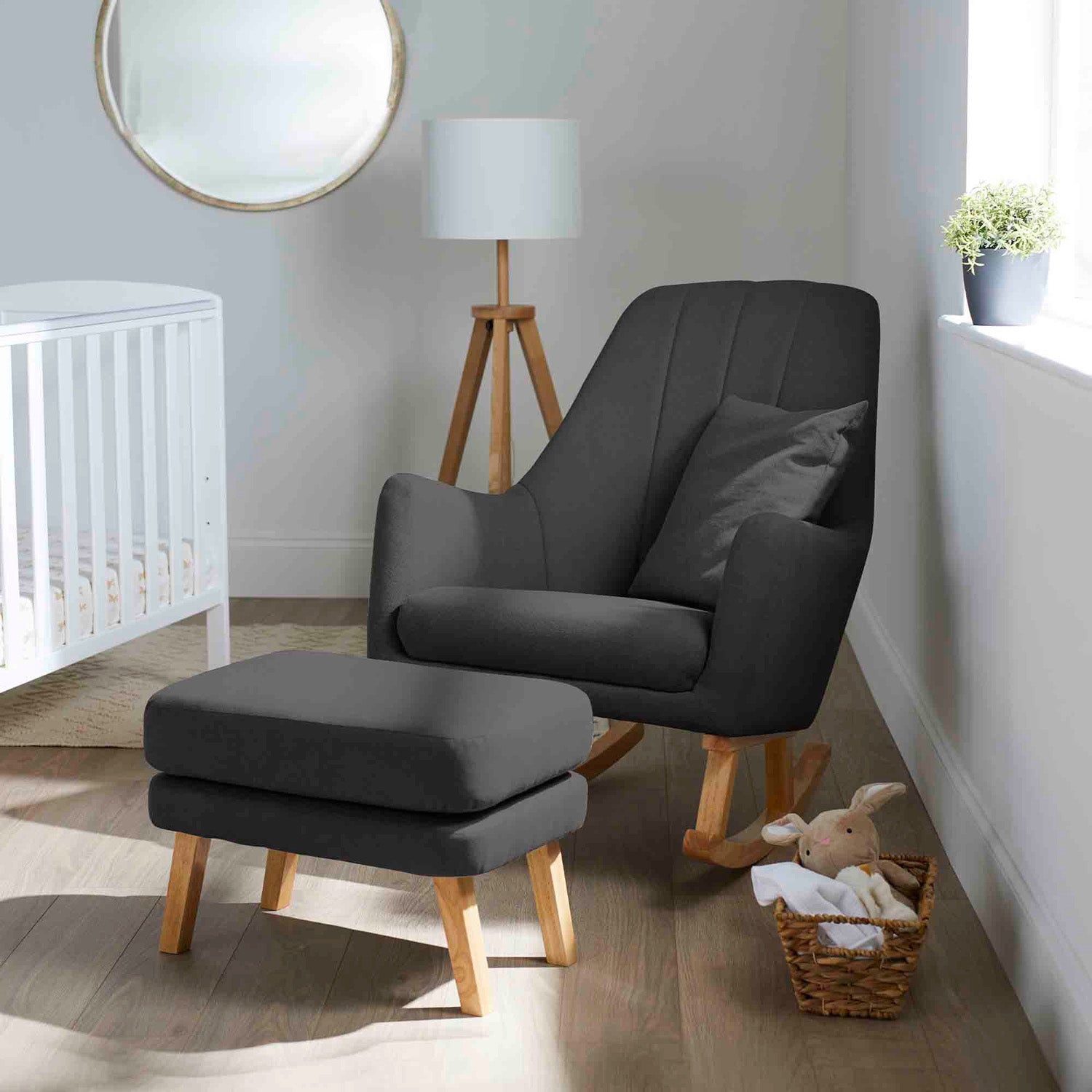 Ickle Bubba Eden Deluxe Nursery Chair and Stool Set in Charcoal Grey colour