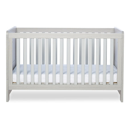 Lowest mattress height position in Ickle Bubba Pembrey Cot Bed in Ash Grey colour with All Seasons Premium Pocket Sprung Mattress