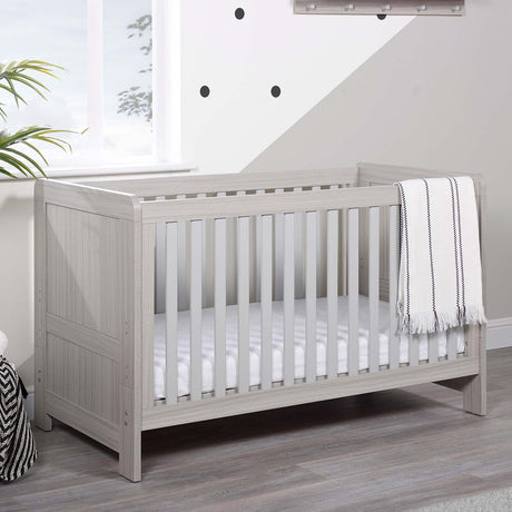 Ickle Bubba Pembrey 2-in-1 Cot Bed in Ash Grey colour with All Seasons Premium Pocket Sprung Mattress